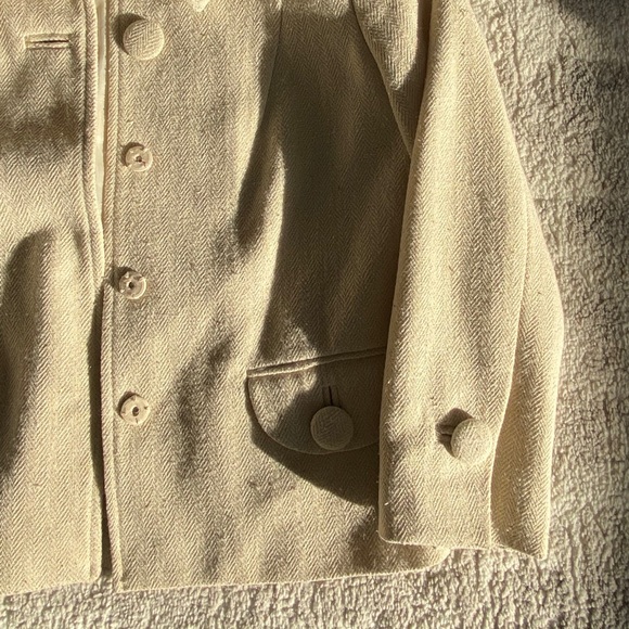 SUZY SHIER COLLARED CREAM XS JACKET BUTTON UP - Picture 5 of 9